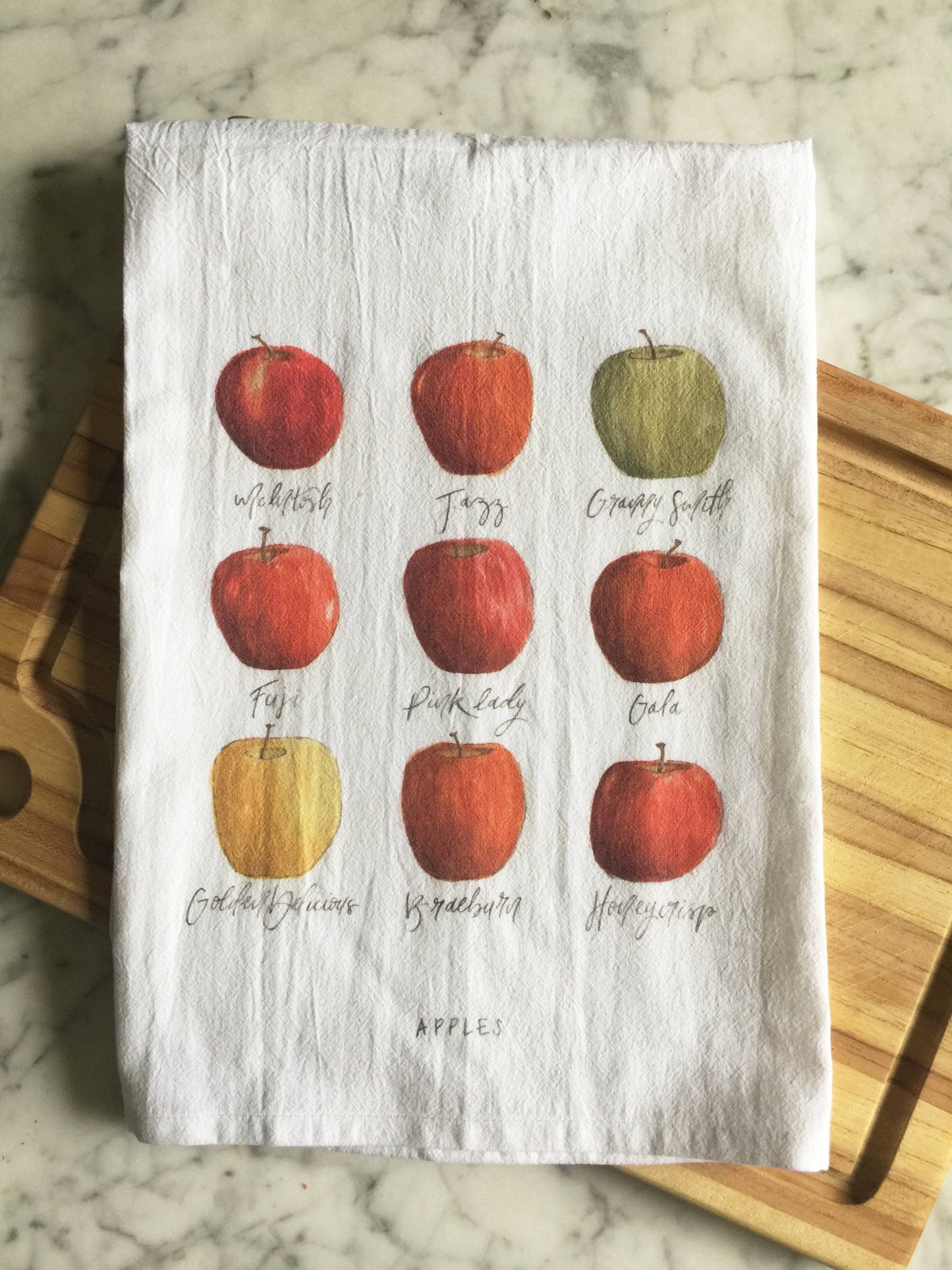 Types of Apples Tea Towel