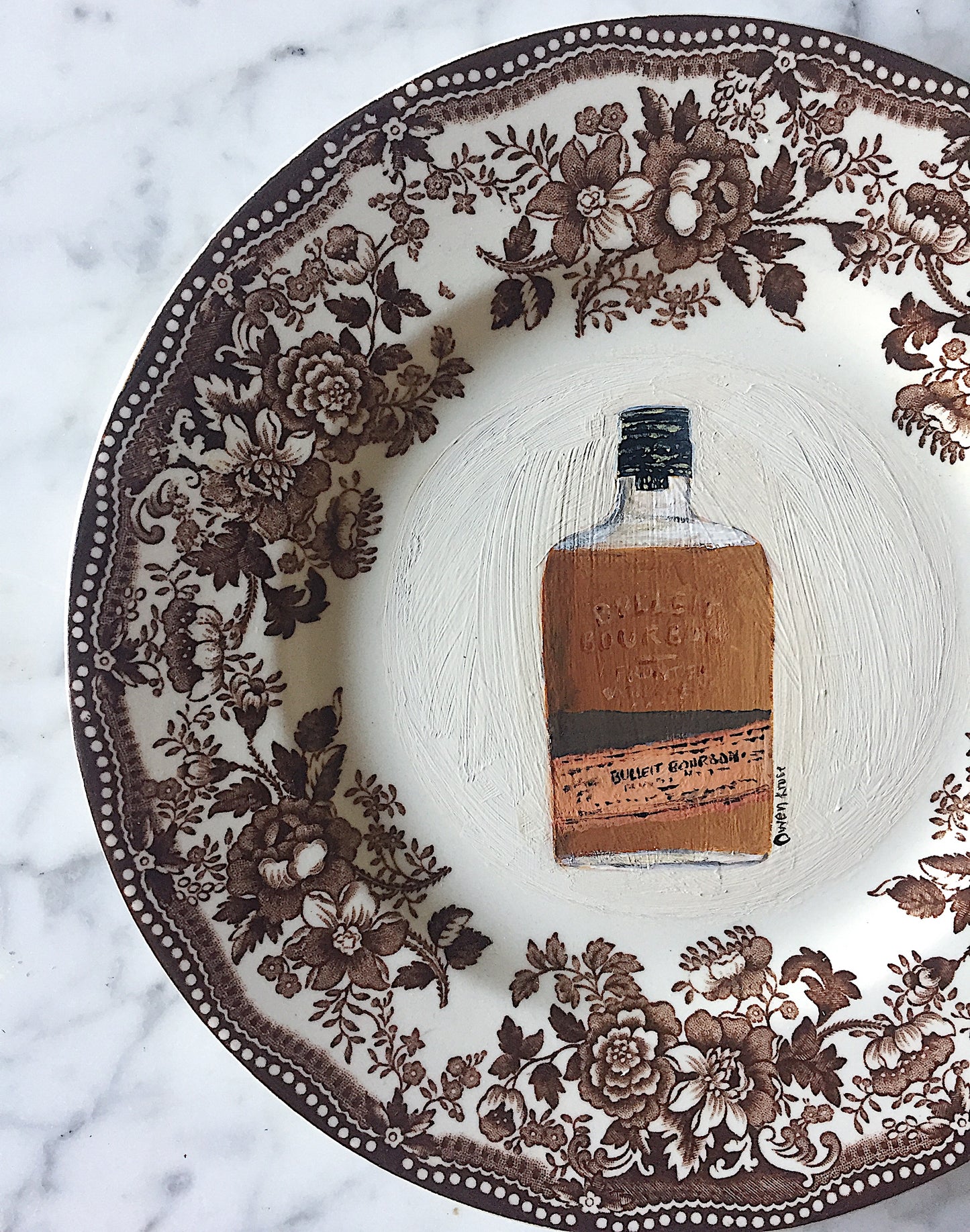Bulleit Bourbon Brown and White Spode Plate