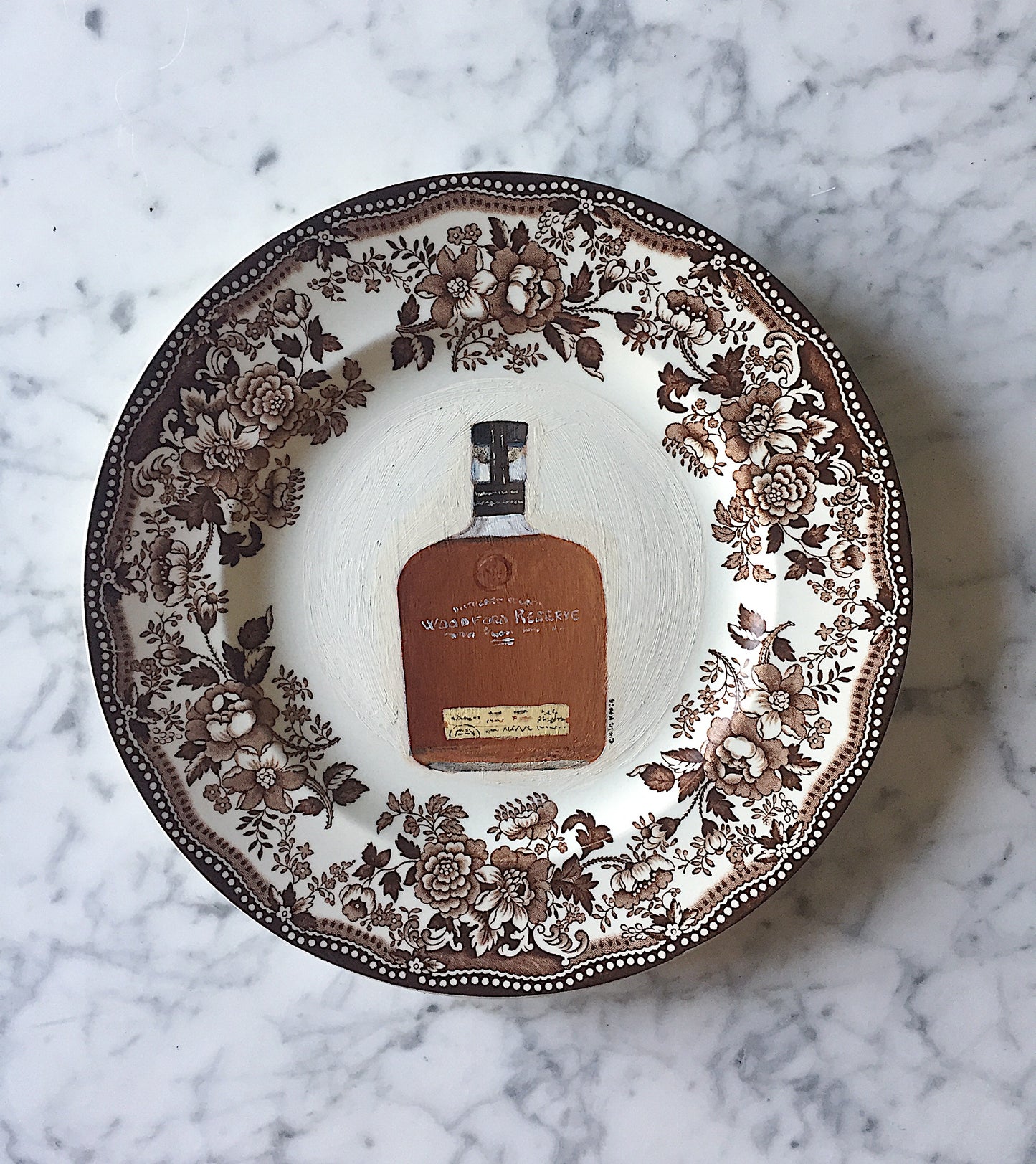 Woodford Reserve Brown and White Spode Plate