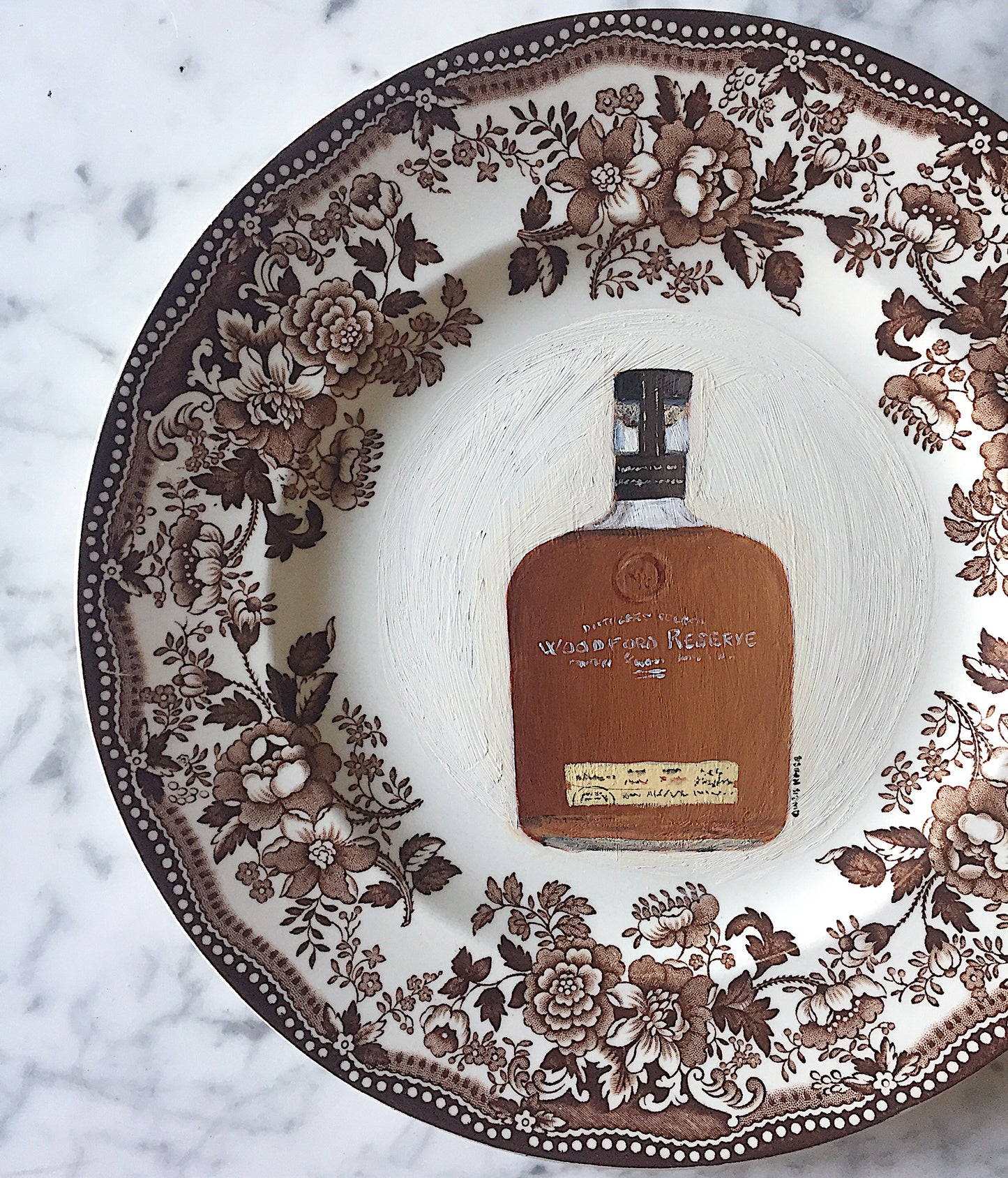 Woodford Reserve Brown and White Spode Plate