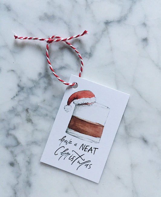 Bourbon Neat Christmas Gift Tags