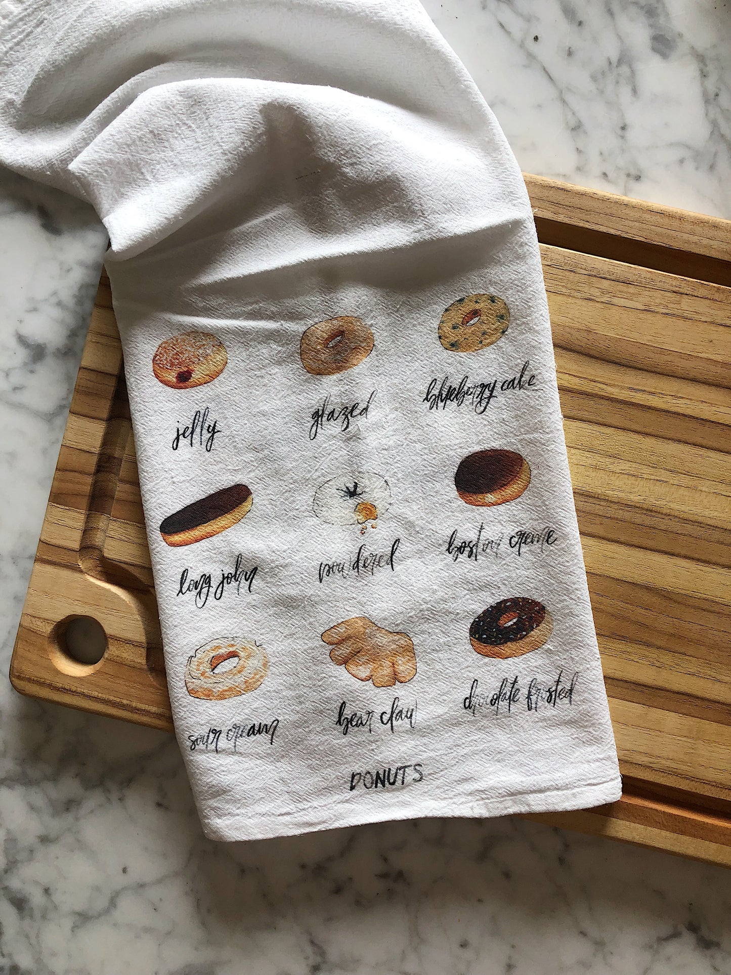 Types of Donuts Tea Towel