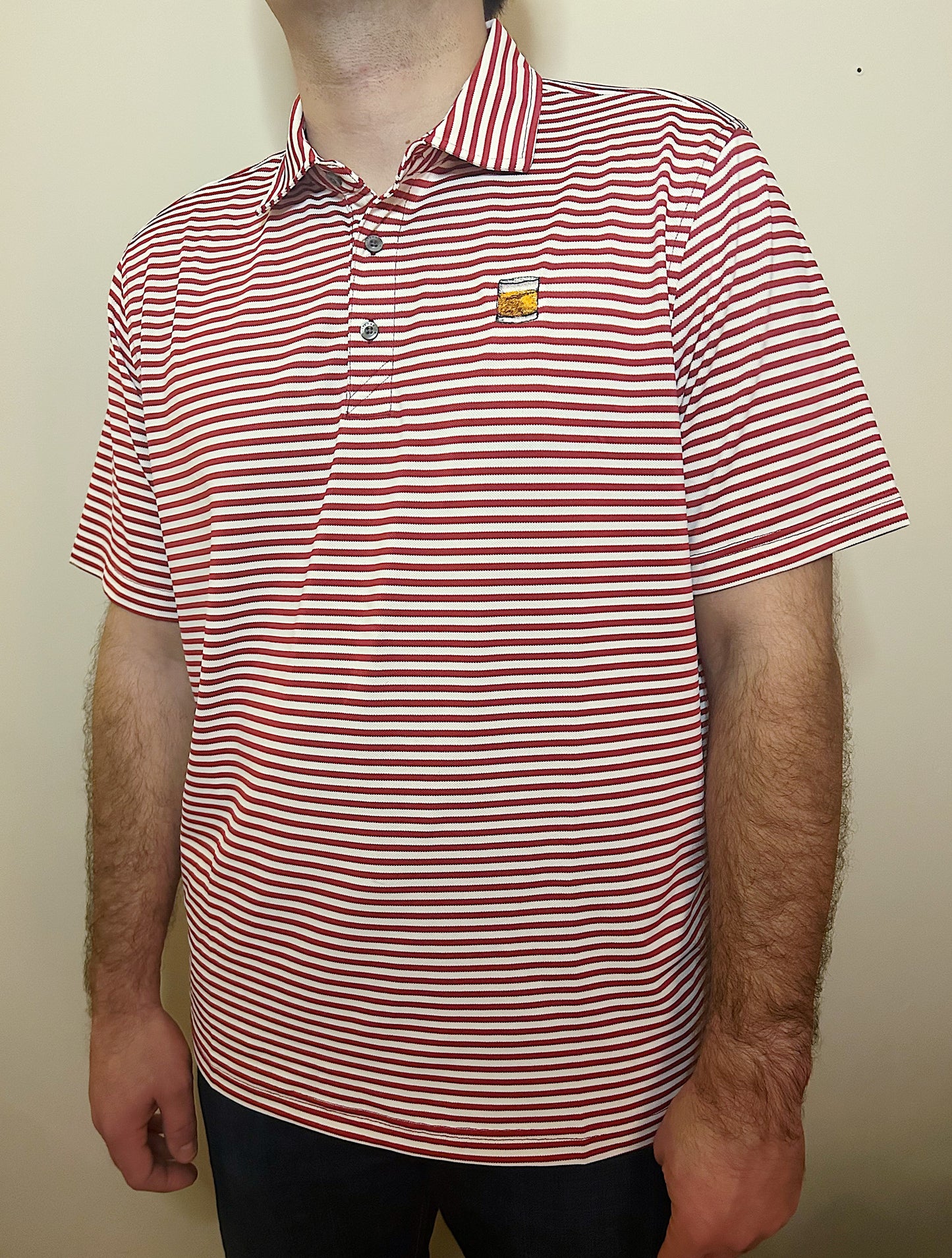 Red and White Striped Whiskey Polo