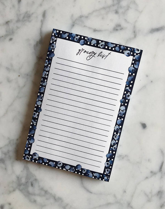 Small Blueberry Gingham Grocery List Notepad