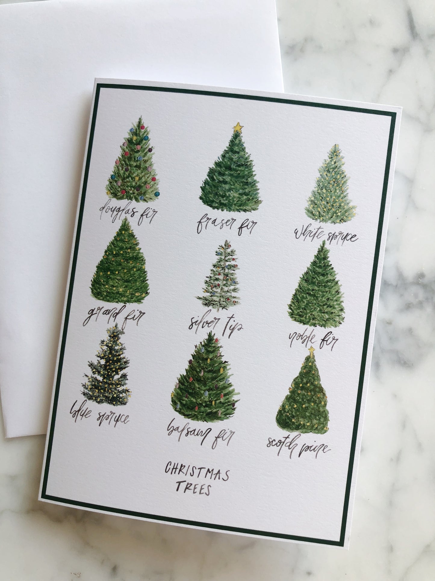Types of Christmas Trees Notecard