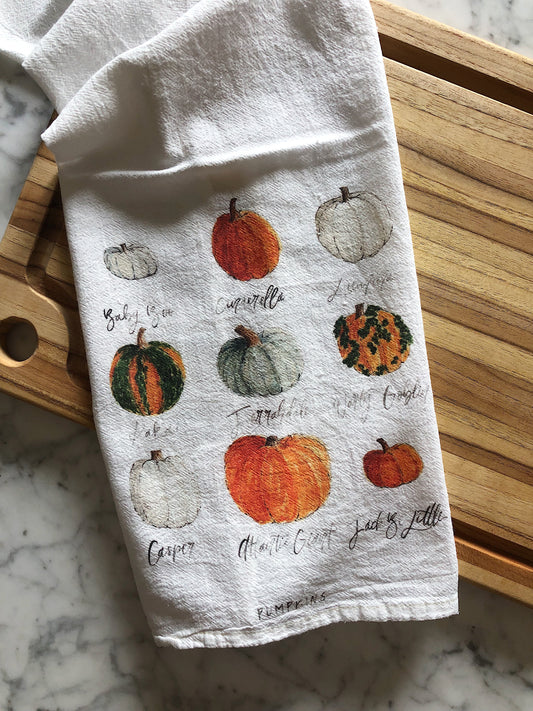 Types of Pumpkins Tea Towel