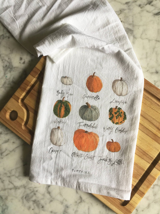 Types of Pumpkins Tea Towel