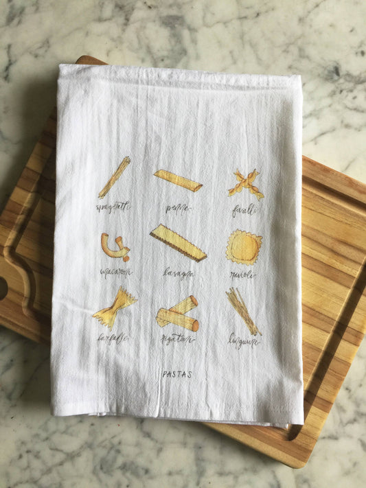 Types of Pastas Tea Towel