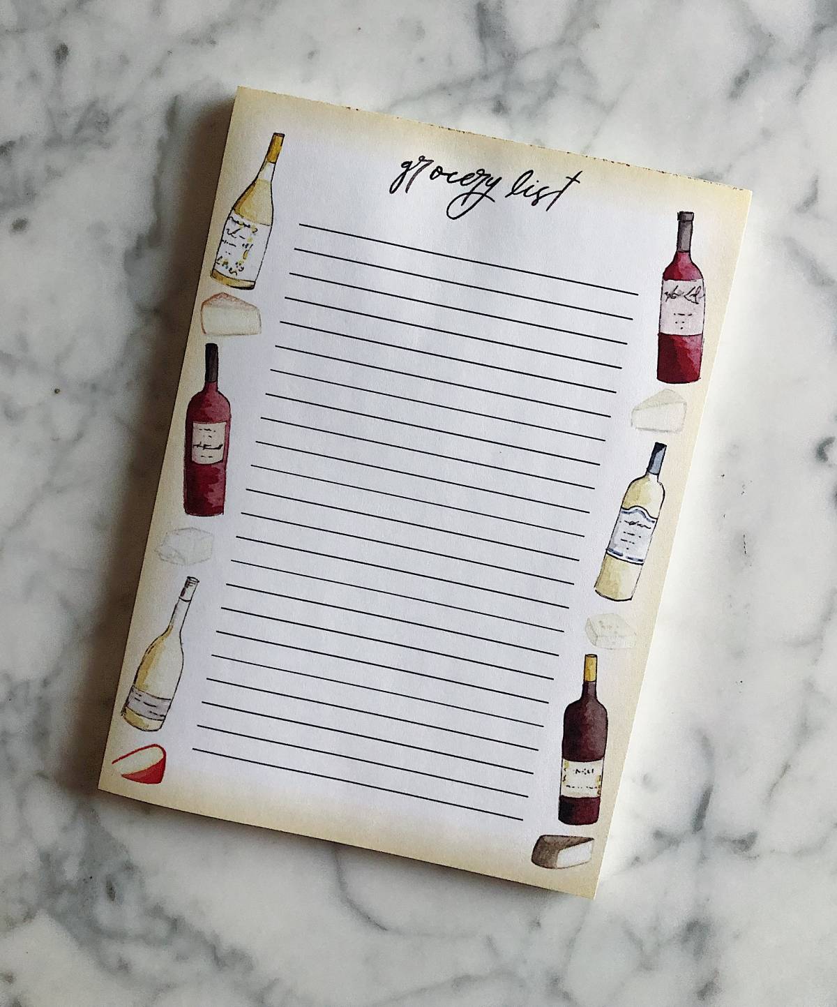 Wine and Cheese Grocery List Notepad