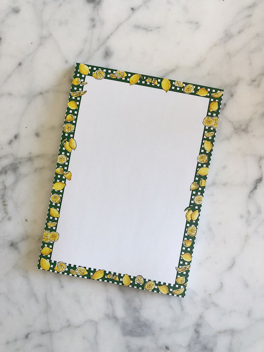 Lemon Green Gingham Notepad