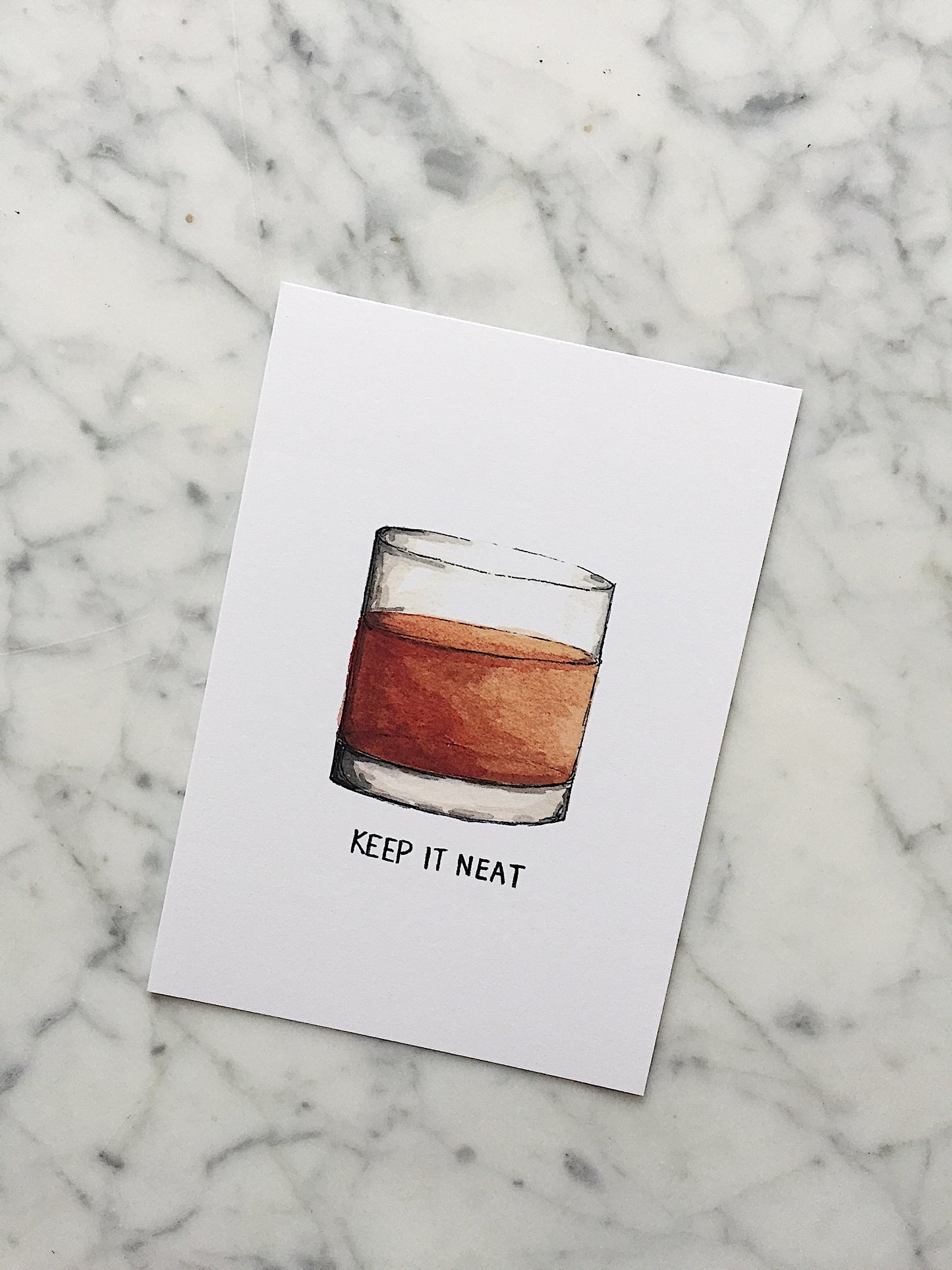 Keep It Neat Bourbon Watercolor Art Print