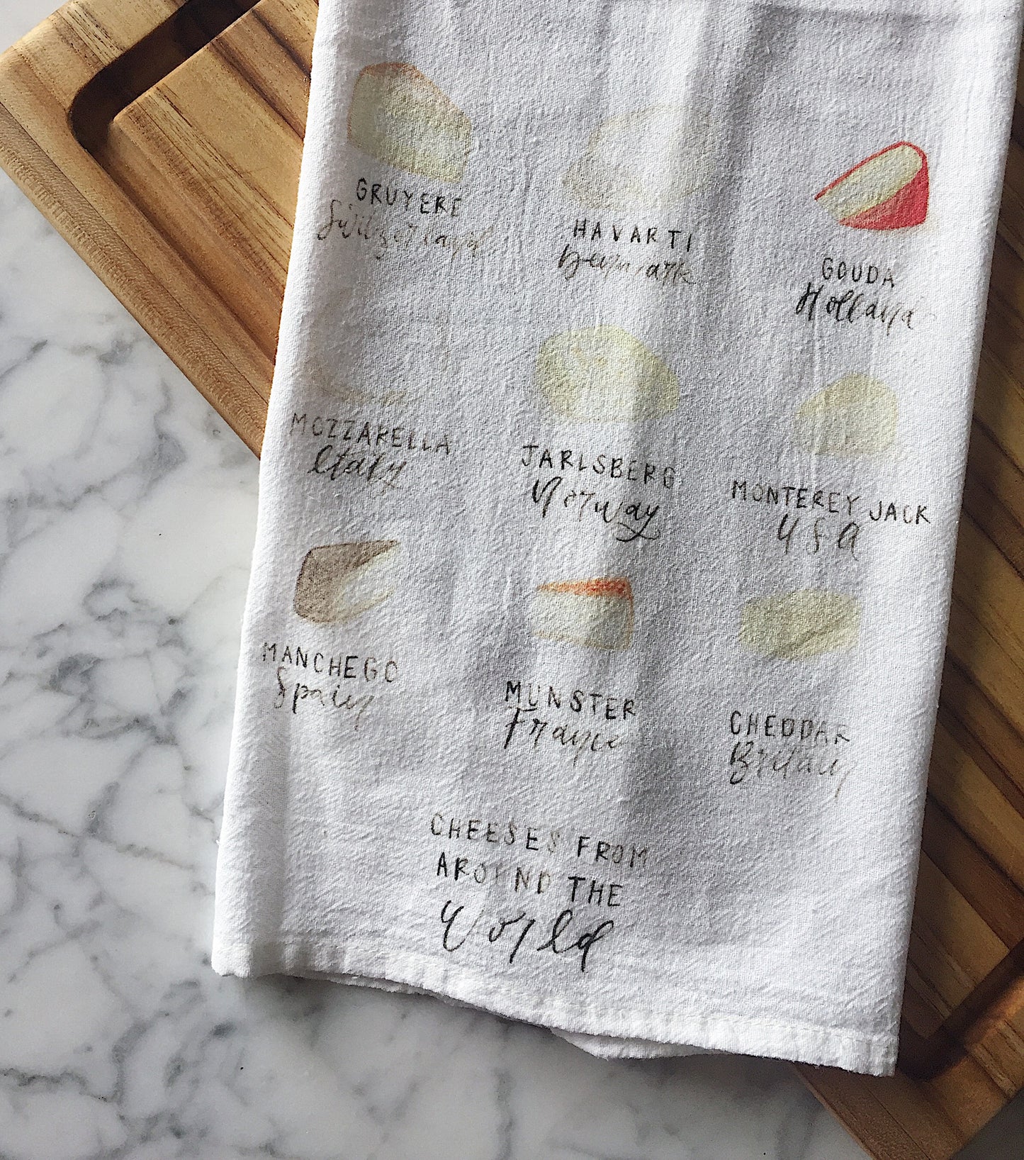 Types of Cheeses Tea Towel