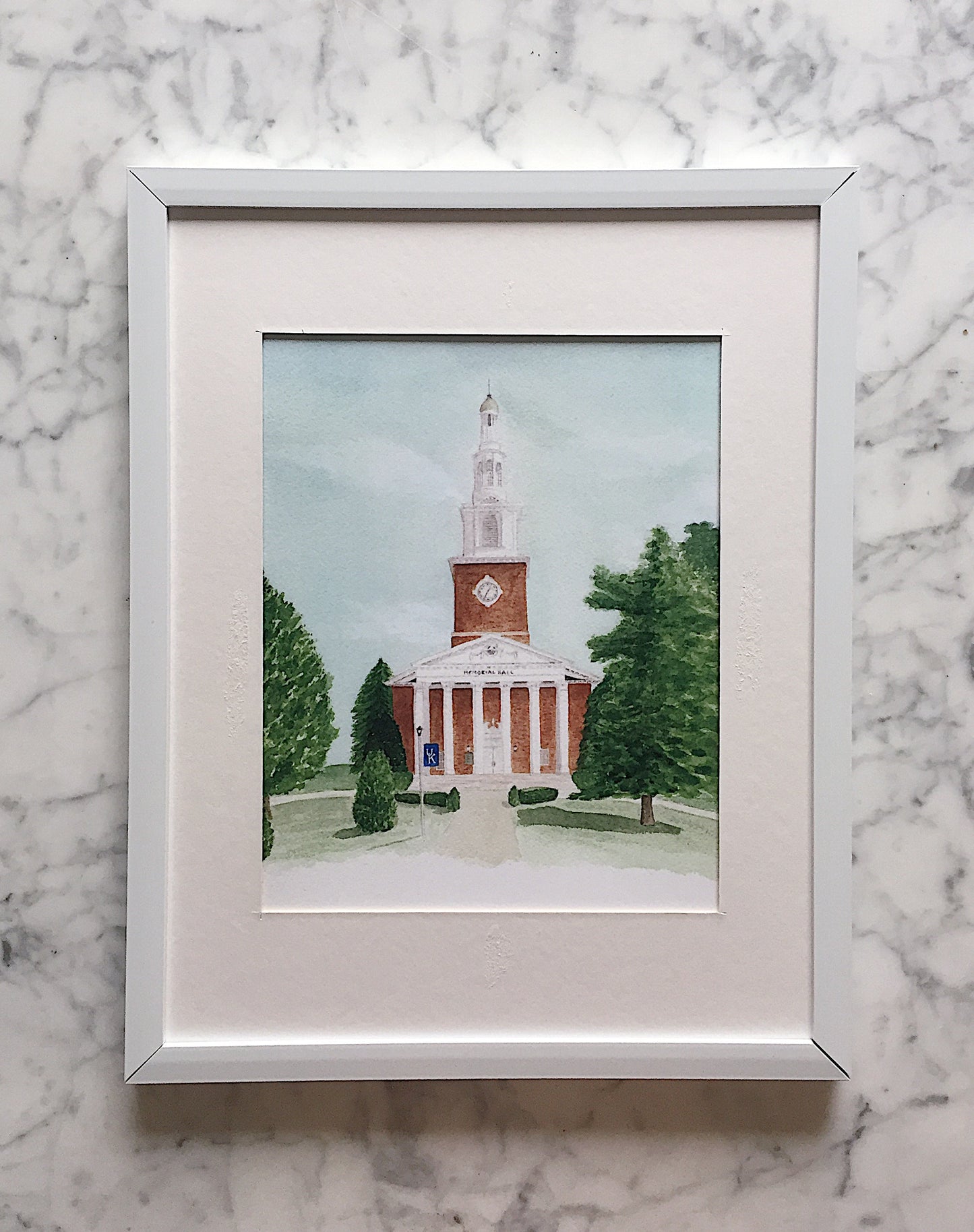 A beautifully detailed watercolor art print of the University of Kentucky's Memorial Hall. This print is perfect for a UK graduate as a graduation gift. 