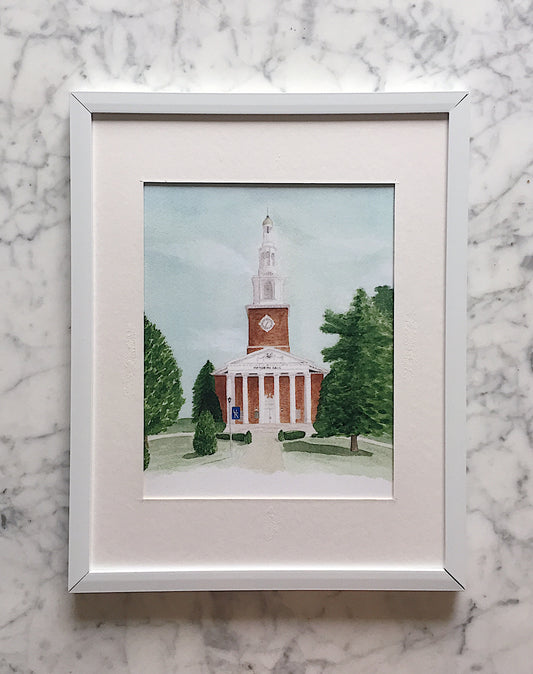 A beautifully detailed watercolor art print of the University of Kentucky's Memorial Hall. This print is perfect for a UK graduate as a graduation gift. 